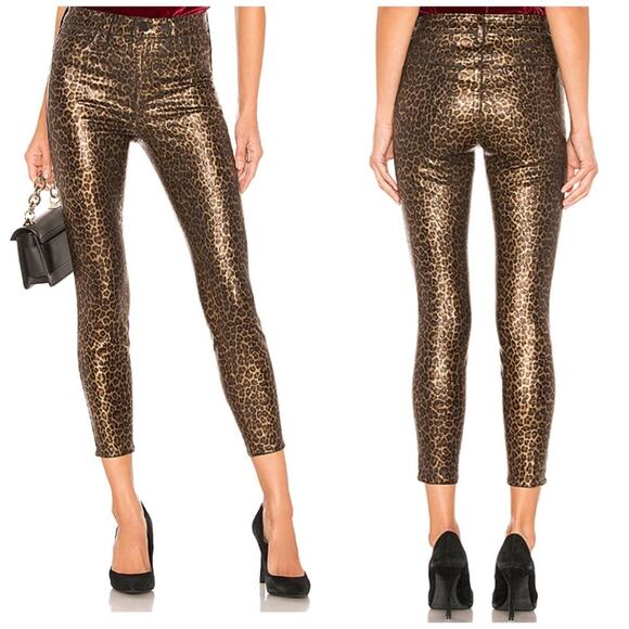 L’ Agence Margot Skinny Black Cheetah Foil‎ Coated denim Jeans Size 24 NEW - Picture 2 of 5
